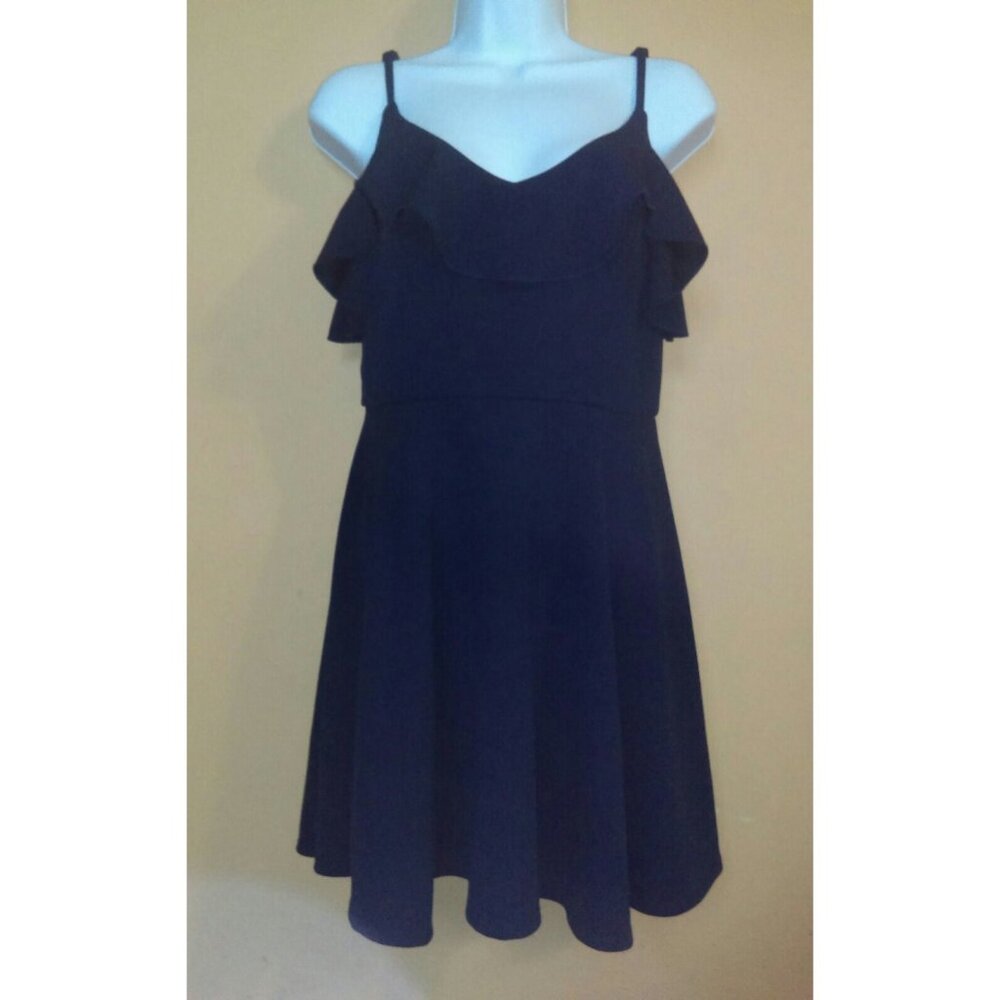 Trixxi Womens Casual Sleeveless Summer Dark Blue Adjustable Stretch Dress Medium